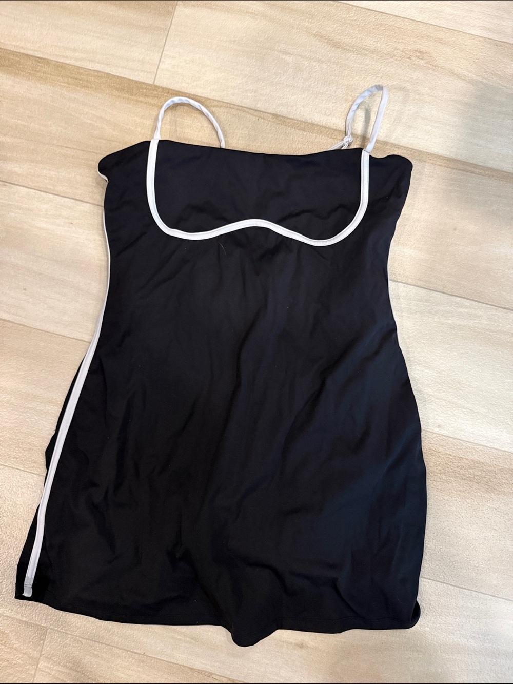 Classic Black Spaghetti-Strap Romper with White Trim